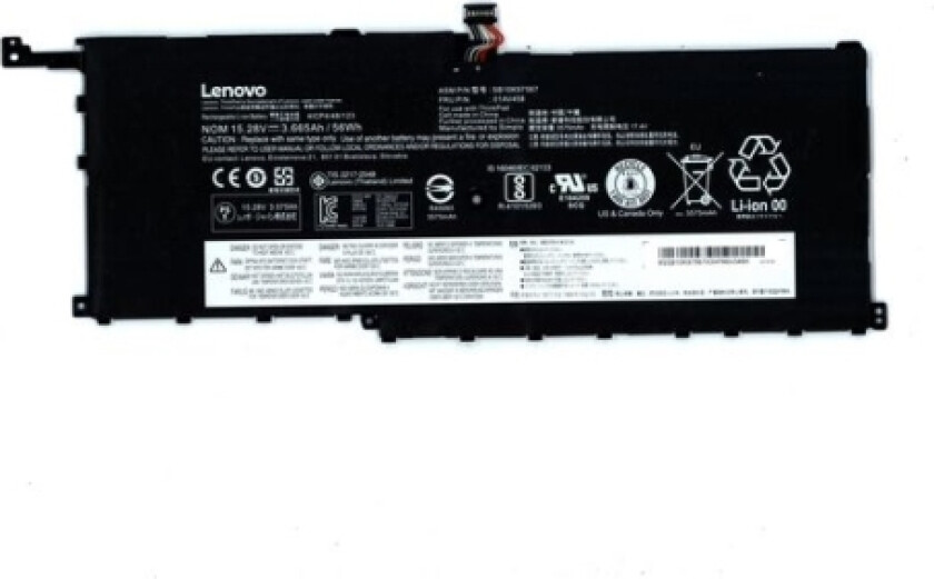 - Batteri til bærbar PC - litiumion - 4-cellers - 52 Wh - FRU - for ThinkPad X1 Carbon (4th Gen) 20FB, 20FC X1 Yoga (1st Gen) 20FQ, 20FR