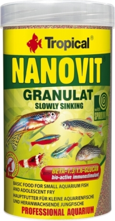 Nanovit Granulat, basisfôr for småfisk, 100 ml