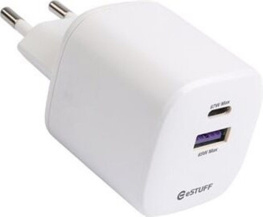 INFINITE - Strømadapter - EU, GaN, 100% recycled plastic - 67 watt - 3.35 A - PD, SuperVOOC - 2 utgangskontakter (USB-type A, 24 pin USB-C) - hvit