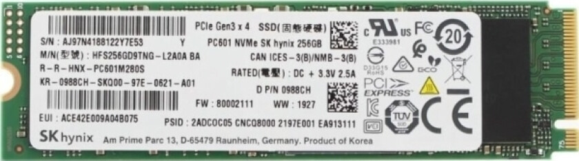 SSD M.2 PCIe NVMe FRU SSD 256GB RoHS SK Hynix M.2 PC601
