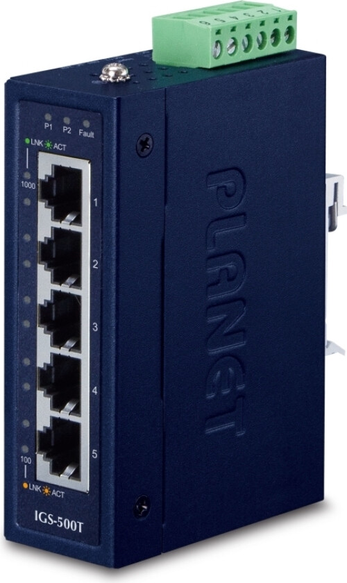 Planet Technology PLANET IGS-500T, Uhåndtert, Gigabit Ethernet (10/100/1000), Full tosidig, Kan monteres på vegg