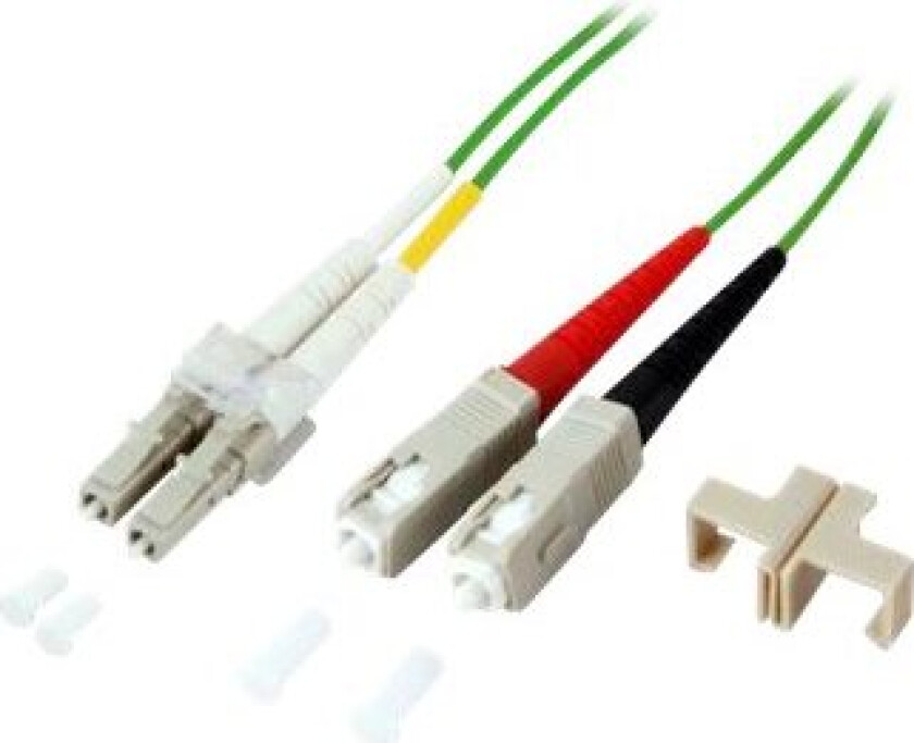 MicroConnect - Nettverkskabel - LC/UPC-multimodus (hann) til SC/UPC-multimodus (hann) - 5 m - 2 mm - fiberoptisk - dupleks - 50 / 125 mikroner - OM5 - halogenfri - limegrønn