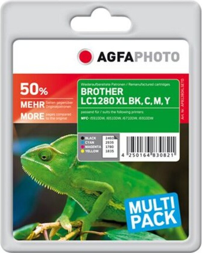 Photo Multi pack - 4-pack - svart, gul, cyan, magenta - kompatibel - blekkpatron (alternativ for: Brother LC1280XLVALBPDR) - for Brother MFC-J5910DW, MFC-J6510DW, MFC-J6710DW, MFC-J6910DW