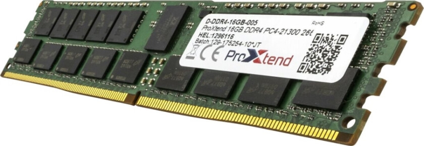 - DDR4 - modul - 16 GB - DIMM 288-pin - 2666 MHz / PC4-21300 - CL19 - 1.2 V - registrert - ECC