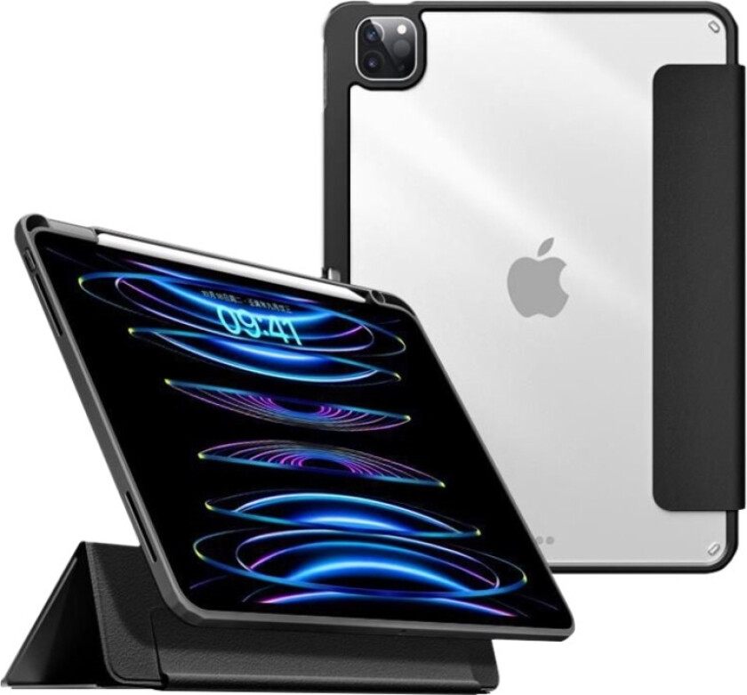 Boston - Lommebok for nettbrett - polyuretan, polykarbonat, termoplast-polyuretan (TPU) - svart, blank - for Apple 12.9-inch iPad Pro (5. generasjon, 6. generasjon)