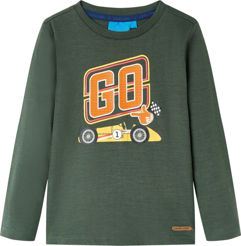 T-skjorte for barn med lange ermer mørkegrønn 116