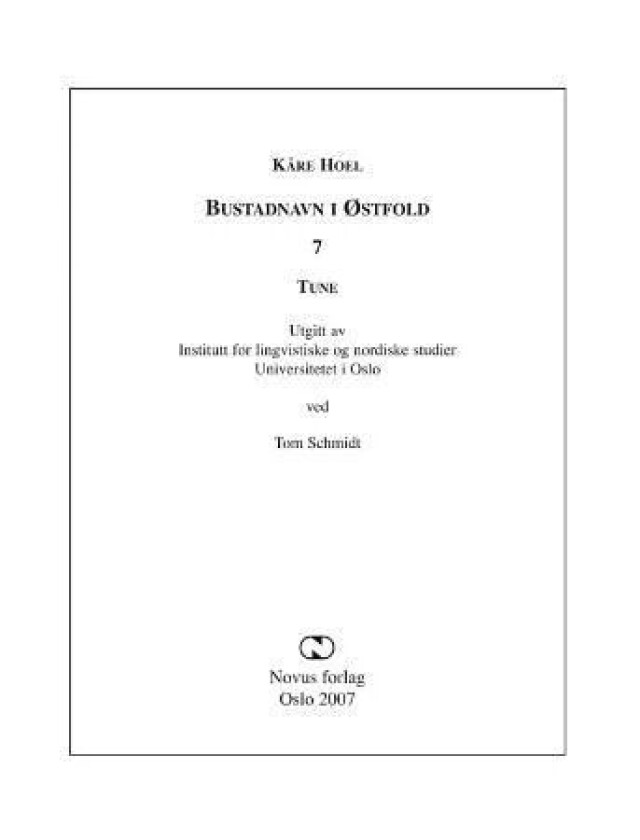 Bustadnavn i Østfold av Kåre Hoel