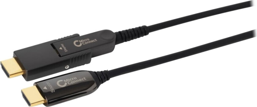 Bilde av MicroConnect Premium - HDMI-kabel med Ethernet - HDMI hann til mikro-HDMI hann - 70 m - hybridkobber / fiberoptikk - svart - 4 K 60 Hz (4096 x 2160) støtte, Active Hybrid Cable