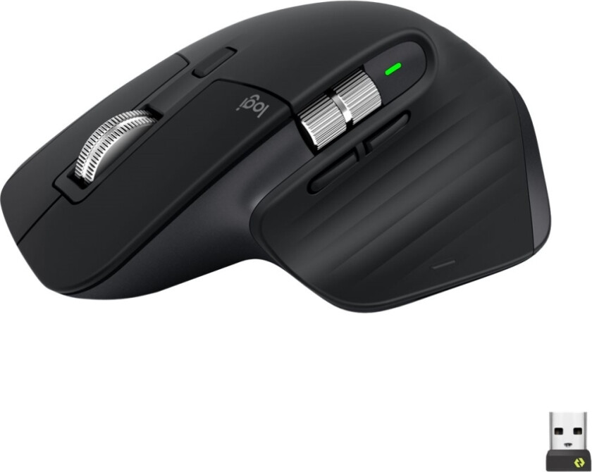 MX Master 3S Performance Wireless Mouse - Mus - ergonomisk - optisk - trådløs - Bluetooth, 2.4 GHz - Logi Bolt USB-mottaker - svart