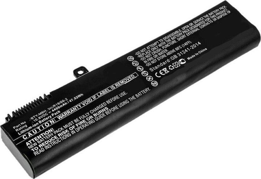 - Batteri til bærbar PC (tilsvarer: MSI BTY-M6H) - litiumion - 6-cellers - 4.4 Ah - 47 Wh - svart - for MSI GE62 2QL GE62 6QC GE62 6QD GE62 6QE GE62 6QF GE62 6QL GE62 7RD GE62 7RE