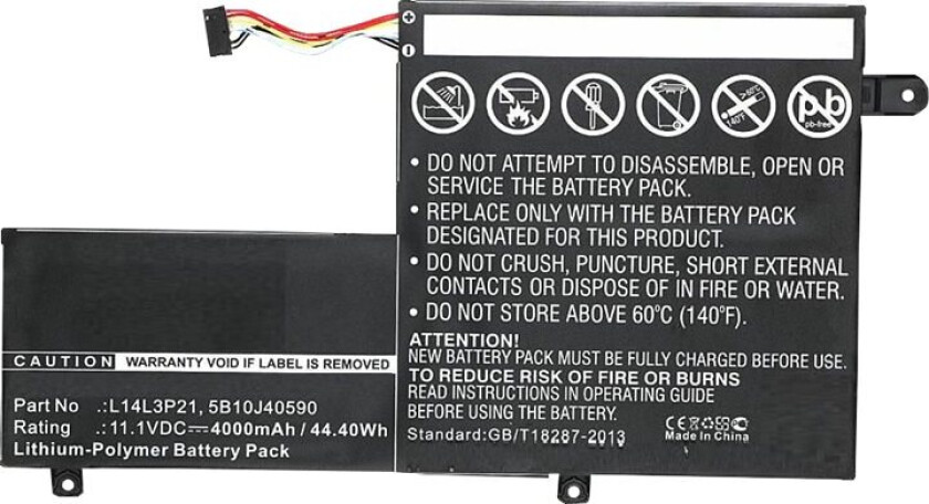 - Batteri til bærbar PC - litiumpolymer - 4000 mAh - 44.4 Wh - svart - for Lenovo Edge 2-1580 80QF Y310