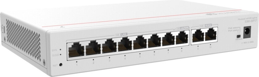 eKitEngine S380-S8P2T - Switch - Styrt - 1 x 10/100/1000 (PoE+) + 7 x 10/100/1000 - rackmonterbar - PoE+ (124 W)