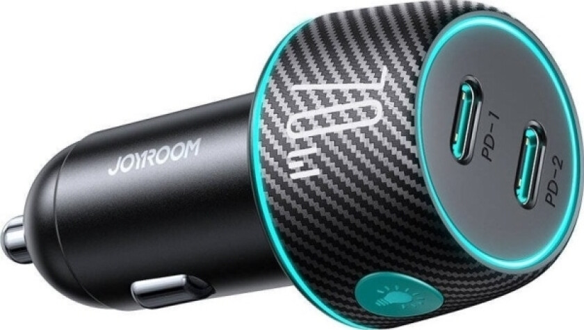 lader JR-CCN02 billader 2x USB-C 70W LED svart