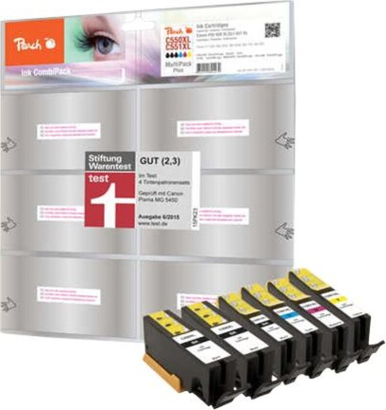 Peach 316838 blekkpatron 6 stykker Foto sort, Foto Cyan, Foto Magneta, Sort, Fotogul