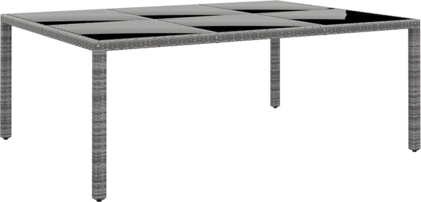 Hagebord 200x150x75 cm herdet glass og polyrotting grå