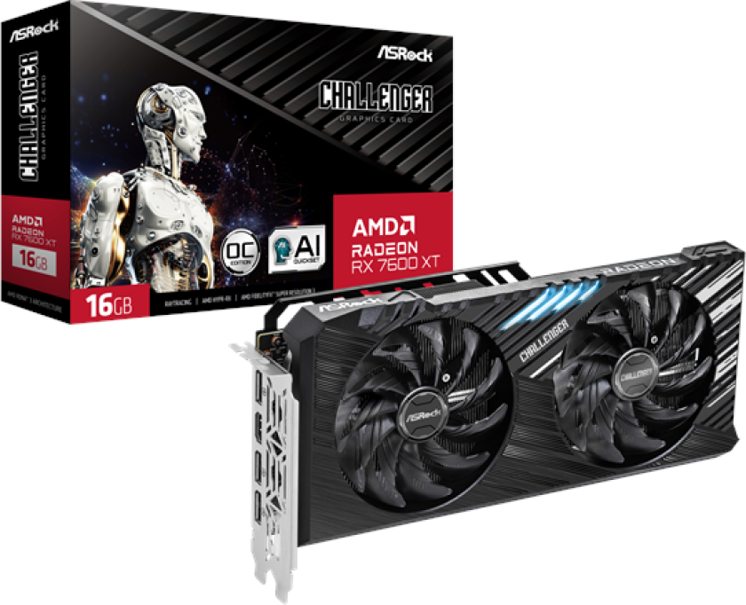 Radeon RX 7600 XT Challenger OC - 16GB GDDR6 RAM - Grafikkort