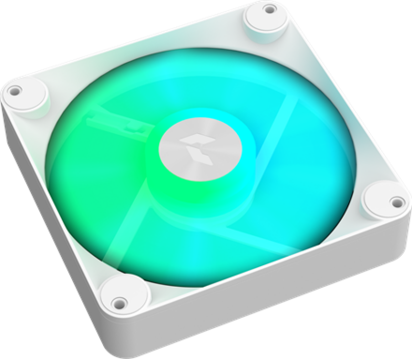 FP1-140 - White - Kabinettvifte - 140mm - Hvit med RGB-lys - 33 dBA