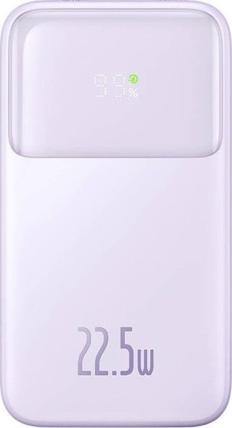 Powerbank Comet with USB to USB-C cable 10000mAh 22.5W (purple) Nødlader - Lilla - 10000 mAh