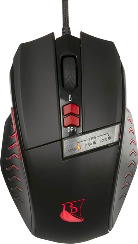 Drakkar Souris Runemaster Gaming Mouse (Black/Red) - Gaming mus - Optical / gyroscopic - 7 - Svart med rødt lys