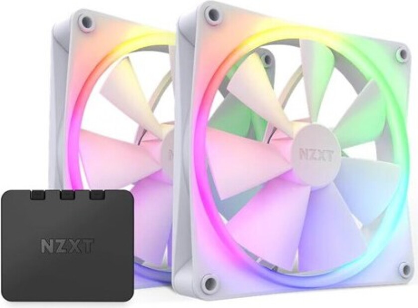 F140 RGB 2-pack & RGB Controller - White - Kabinettvifte - 140mm - Hvit med RGB-lys - 33 dBA