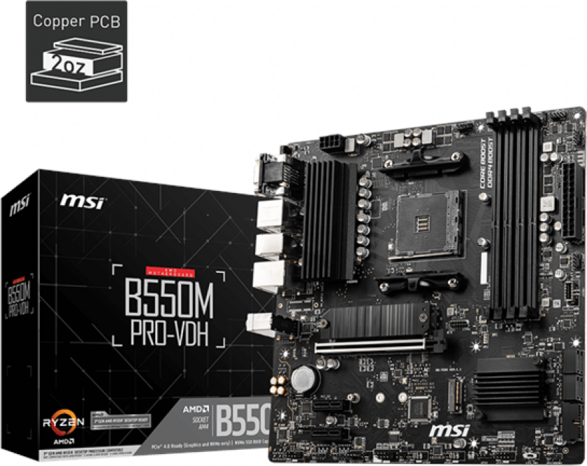 B550M PRO-VDH Hovedkort - AMD B550 - AMD AM4 socket - DDR4 RAM - Micro-ATX