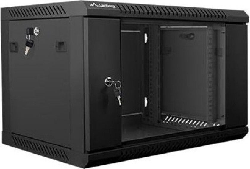 WF01-6406-10B Rack Cabinet 19" Wall Mount 6U 600x450 (Flat Pack) With Glass Door Black V2