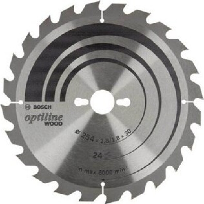 Optiline Wood-sirkelsagblad 254x2,6/1,6x30 T24 254 x 2.6/1.6 x 30 mm, 24