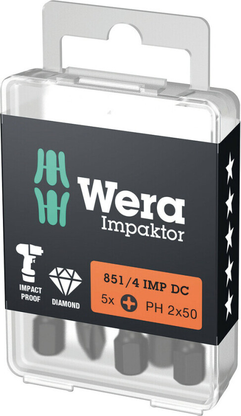 851/4 IMP DC PH DIY Impaktor PH bits. 5x PH 2x50 mm