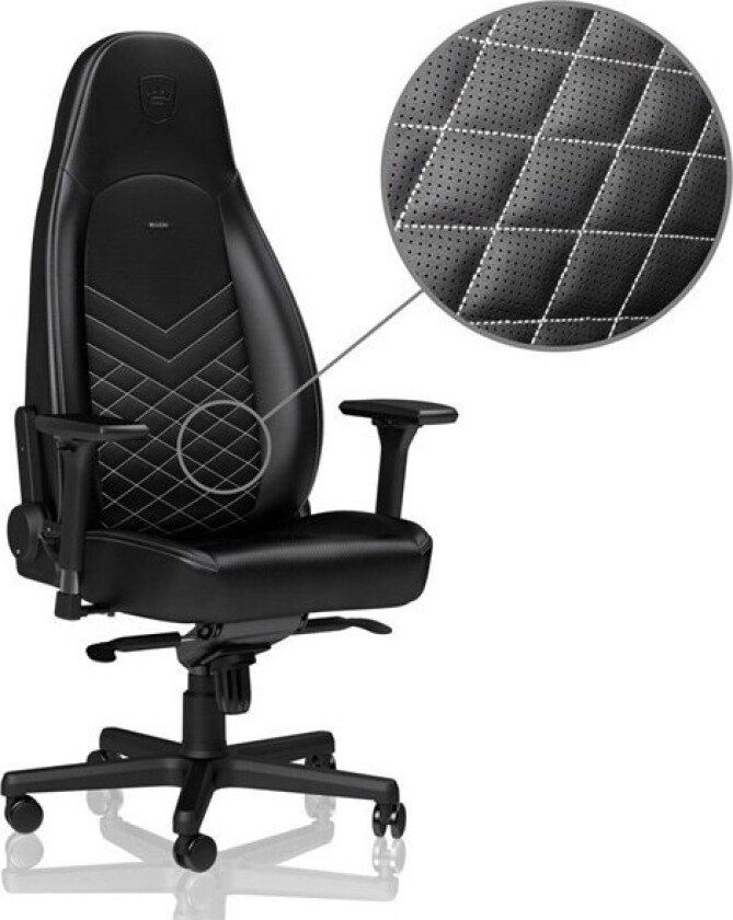 ICON Series - Black / White Gamingstol - Svart/Hvit - PU-lær - Opptil 150 kg