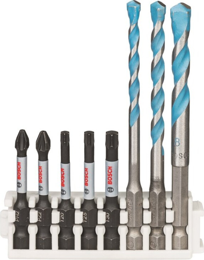 Hex-9 MultiConstruction 5,6,8 mm; Impact Power skrubit 50 mm PH2, PZ2, T20, T25, T30