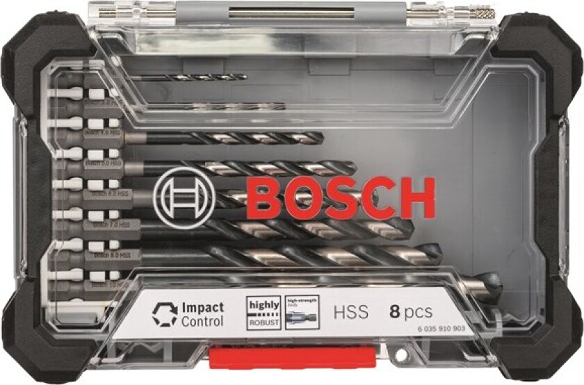 Impact Control HSS-bor, sett, 8 stk.