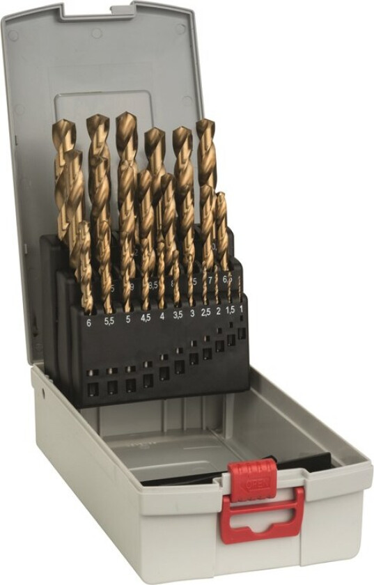 25-delers ProBox metallborsett HSS-TiN (titanbelagt) 1-13 mm