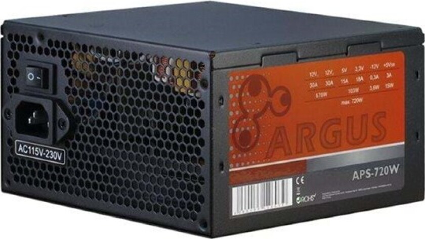 Argus APS-720W Strømforsyning (PSU) - 720 Watt - 120 mm - 80 Plus