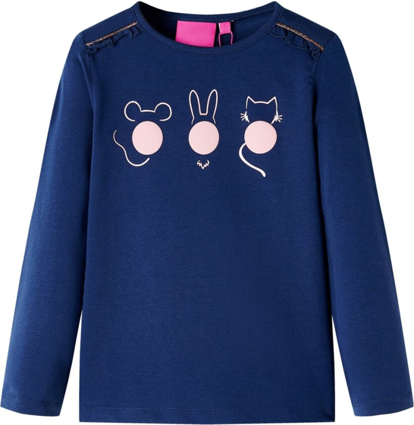 T-skjorte for barn med lange ermer marineblå 140