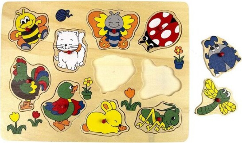 Wooden Stud Puzzle Animals around the House 10 pcs Tre
