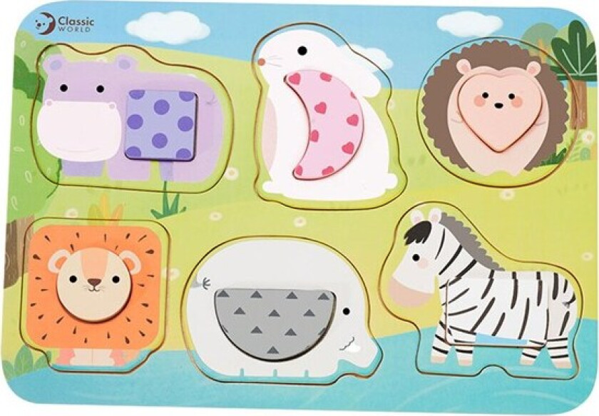 Wooden Puzzle Wild Animals 13pc. Tre