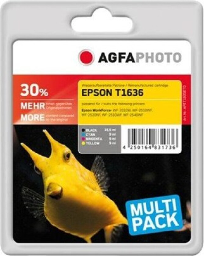 Photo - 4-pack - black yellow cyan magenta - compatible - remanufactured - ink cartridge (alternative for: Epson 16XL Epson C13T16364010 Epson T1636) - Blekkpatron Blå