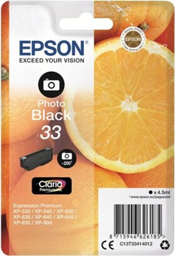 33 - photo black - original - ink cartridge - Blekkpatron Foto-sort