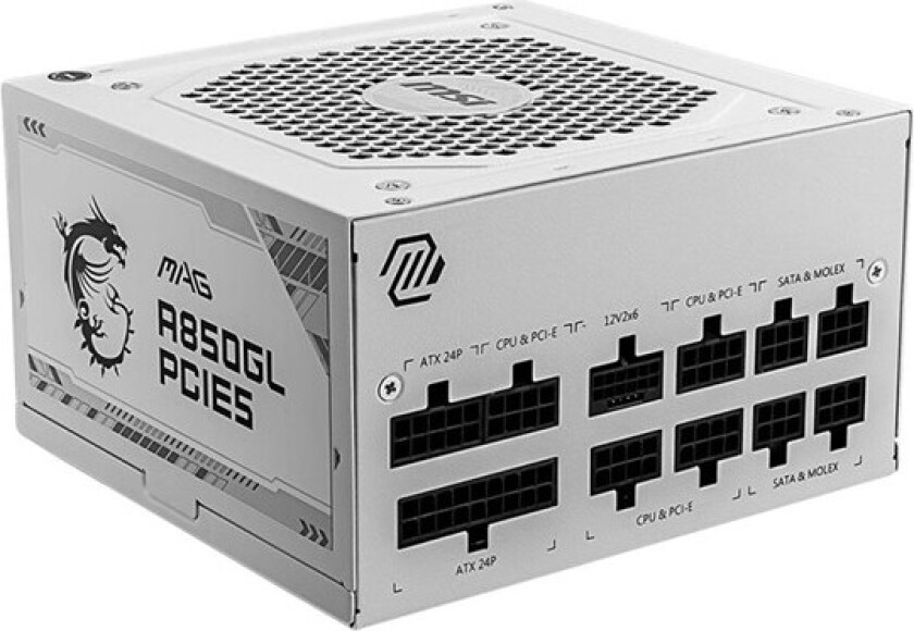 MAG A850GL PCIE5 WHITE - power supply - 850 Watt Strømforsyning (PSU) - 850 Watt - 120 mm - 80 Plus Gold sertifisert