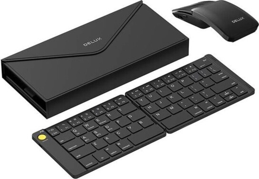 Set Wireless foldable Keyboard Delux KF10 and mouse MF10PR - Tastatur & Mussett - Svart