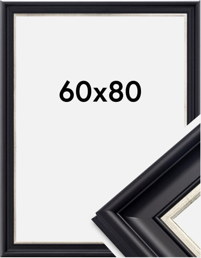 Ramme Dalarna Svart-Sølv 60x80 Cm
