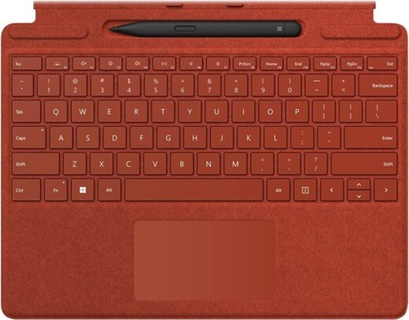 Surface Pro Signature Keyboard - keyboard - with touchpad accelerometer Surface Slim Pen 2 storage and charging tray - poppy red - with Slim Pen 2 - Tastatur - Rød