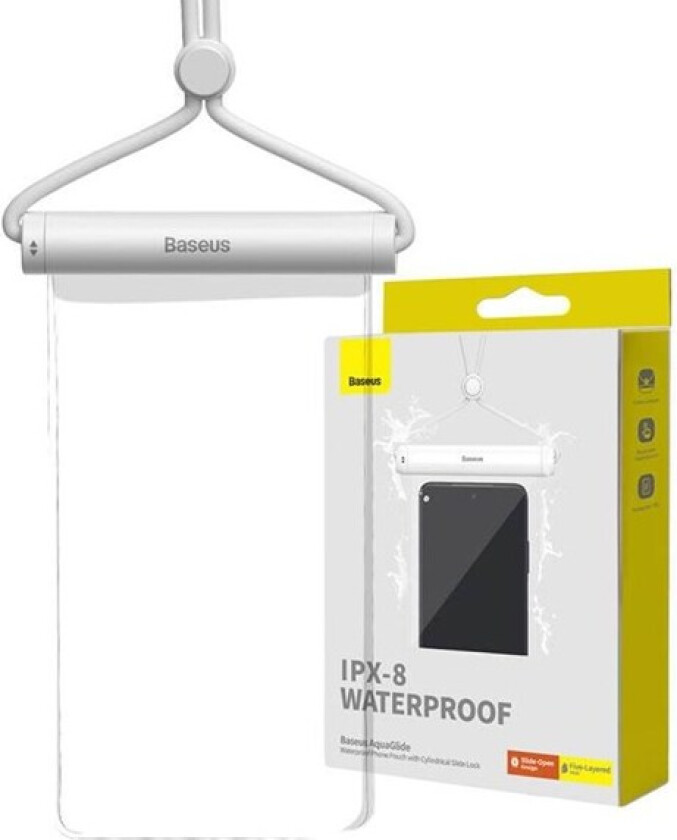 Waterproof phone case AquaGlide with Cylindrical Slide Lock (white)