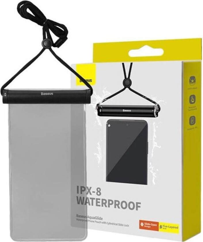 Waterproof phone case AquaGlide with Cylindrical Slide Lock (black)