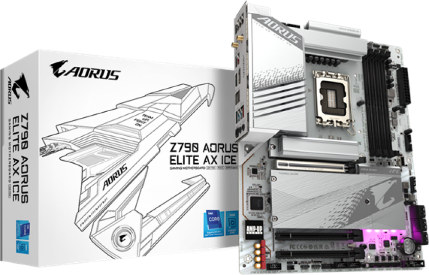 Z790 AORUS ELITE AX ICE Hovedkort - Intel Z790 - Intel LGA1700 socket - DDR5 RAM - ATX