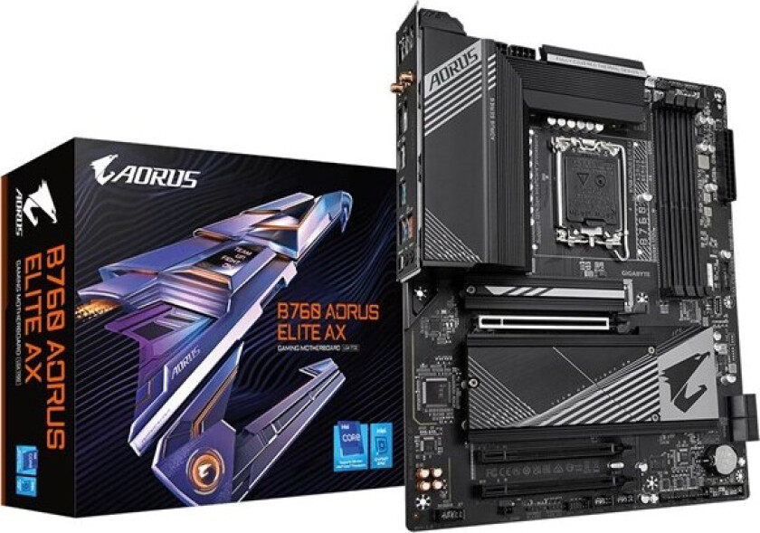 B760 AORUS ELITE AX Hovedkort - Intel B760 - Intel LGA1700 socket - DDR5 RAM - ATX