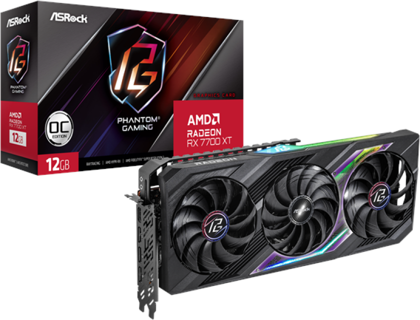 Radeon RX 7700 XT Phantom Gaming OC - 12GB GDDR6 RAM - Grafikkort