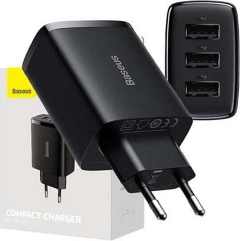 Bilde av Compact Quick Charger 3x USB 17W (Black)