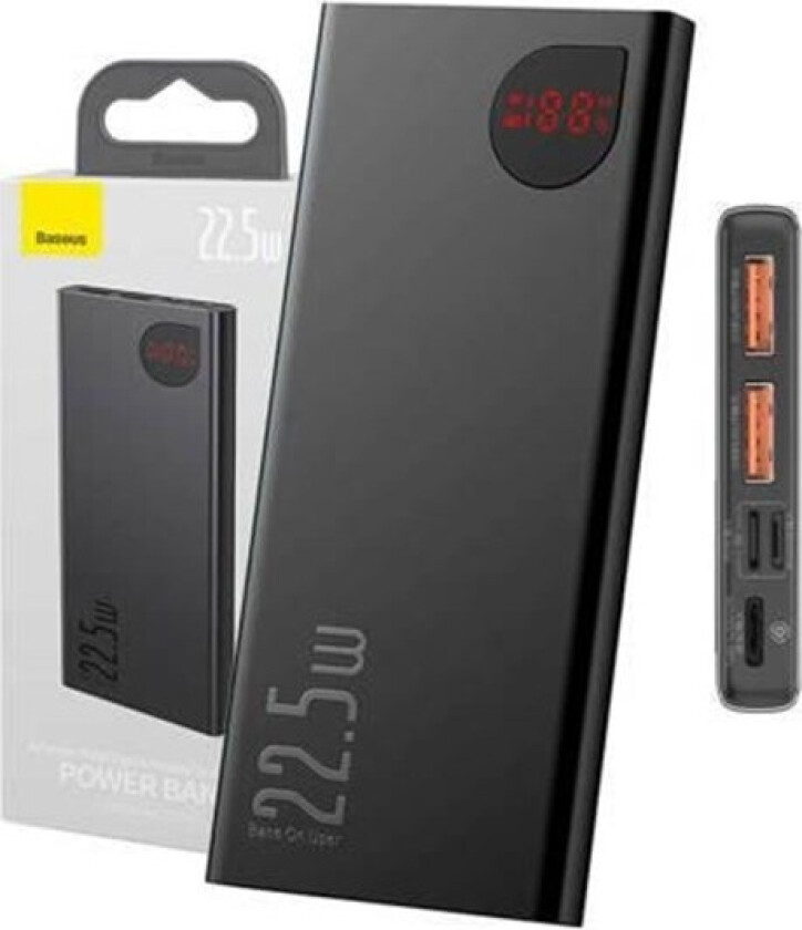 Powerbank Adaman Metal 10000mAh 22.5W (black) Nødlader - Svart - 10000 mAh