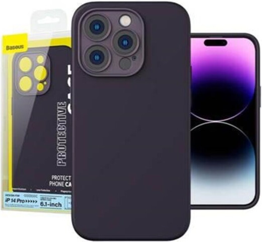 Liquid Silica Gel Case for iPhone 14 Pro (Elderberry)+ tempered glass + cleaning kit
